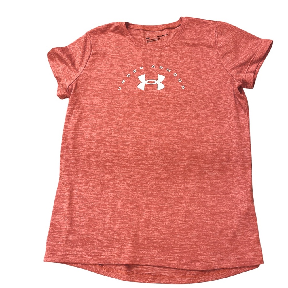Under Armour Girls Short-Sleeve Athletic Tee, Peach Color, Youth XL